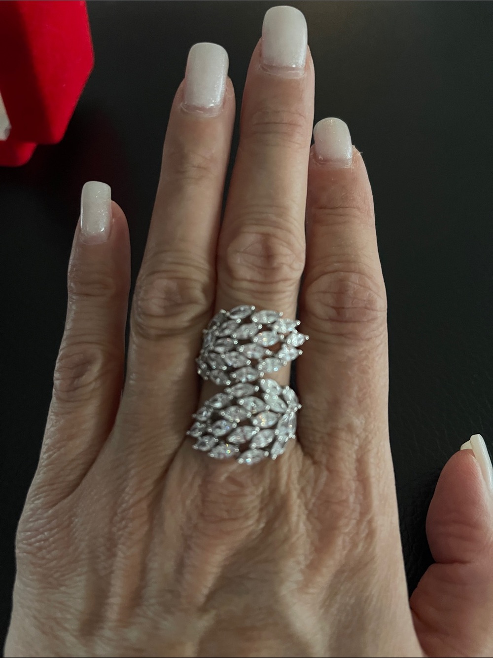 925 Sterling Silver Leaf Cluster Ring size 10